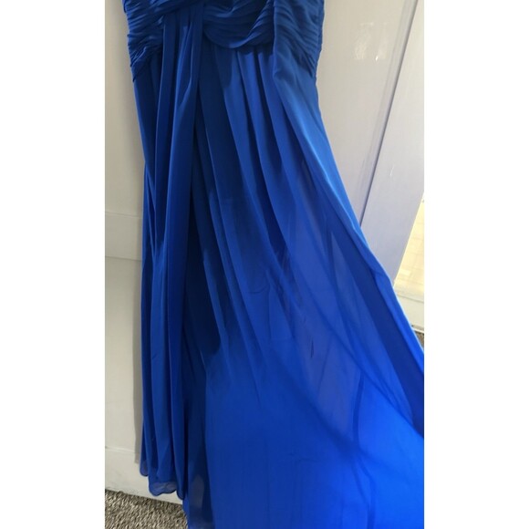 Laundry by Shelli Segal Women Blue Chiffon Twist Front Full Gown Dress Sz 8 - Picture 4 of 10